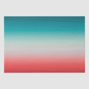 Pretty Ombre Festive Red & Teal Blue Gradient Tissue Paper