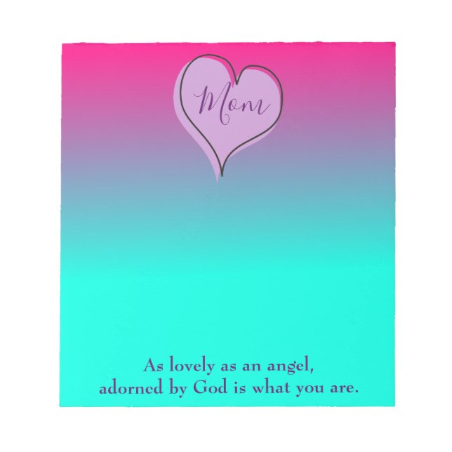 Pretty ombre heart Mom Notepad (Front)