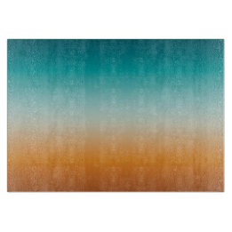 Pretty Ombre Sunny Orange & Teal Blue Gradient Cutting Board