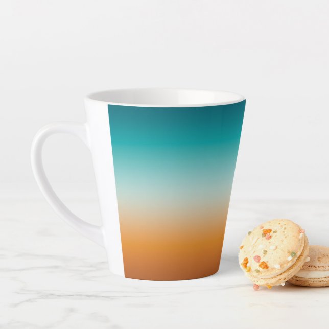 Pretty Ombre Sunny Orange & Teal Blue Gradient Latte Mug (In Situ)