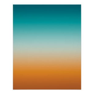 Pretty Ombre Sunny Orange & Teal Blue Gradient Poster