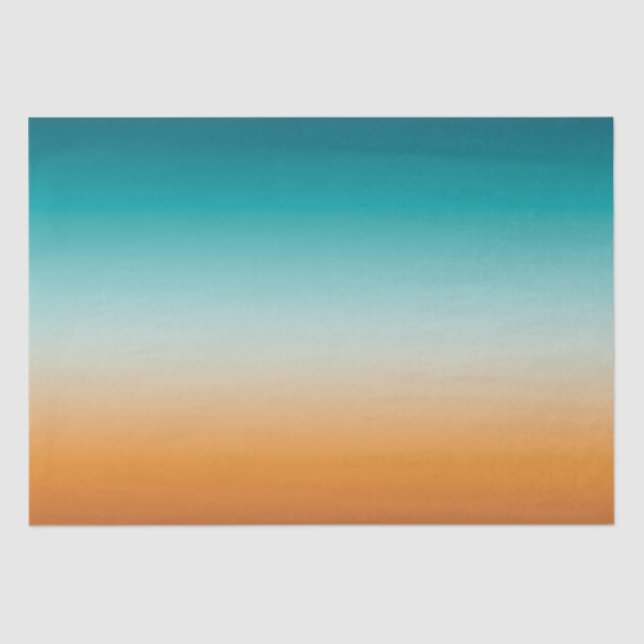 Pretty Ombre Sunny Orange & Teal Blue Gradient  Tissue Paper (Front)