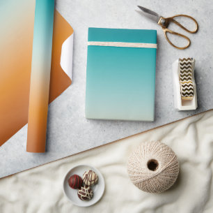 Pretty Ombre Sunny Orange & Teal Blue Gradient  Wrapping Paper