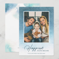Pretty Ombre Watercolor Carte photo Hanoukka