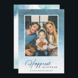 Pretty Ombre Watercolor Hanukkah Photo Card<br><div class="desc">Celebrate the season with these modern styled photo cards,  featuring ombre watercolor in blues and teal.</div>