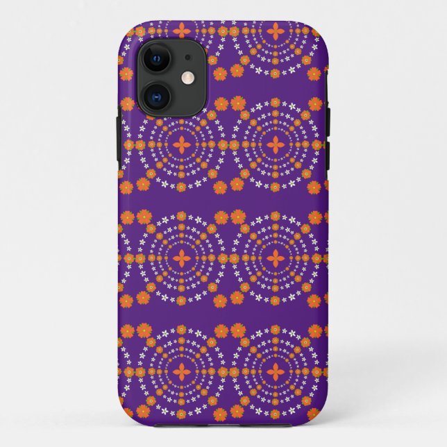 Pretty Orange and Green Garden Flowers Christmas   Case-Mate iPhone Case (Back)