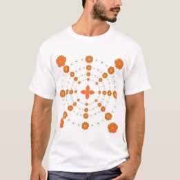 Pretty Orange and Green Garden Flowers Christmas T-Shirt