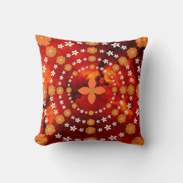 Pretty Orange and Green Garden Flowers Christmas Throw Pillow