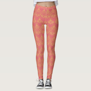 Pretty Orange and Pink Pattern Leggings