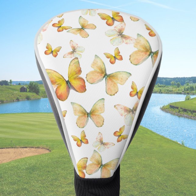 Pretty orange butterfly driver golf head cover (Creator Uploaded)
