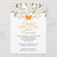Pretty Orange Butterfly Floral Bridal Shower