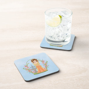 Pretty Orange Faery Pixel Art Coaster