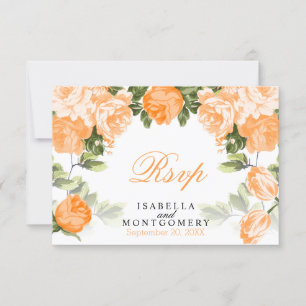 Pretty Orange Floral Design - RSVP Card