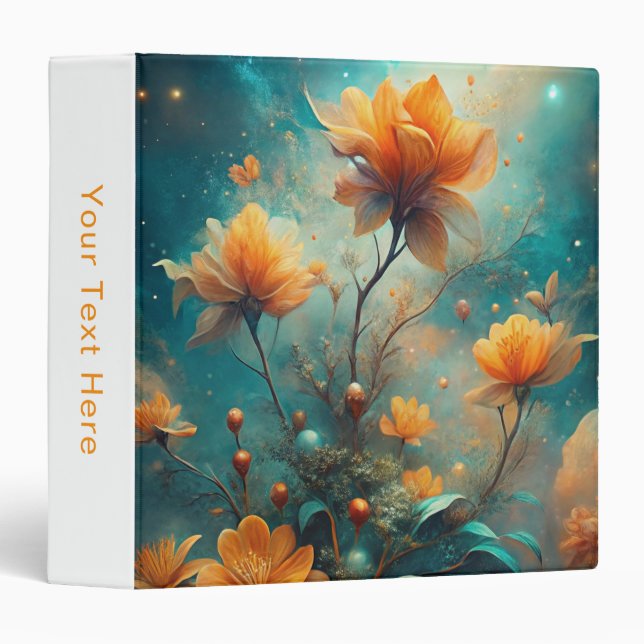 Pretty Orange Flowers  Binder (Front/Spine)