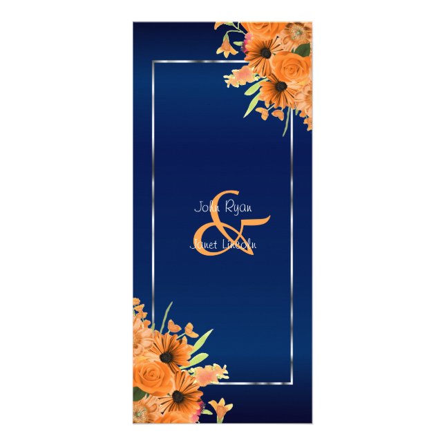 Pretty Orange Flowers on Navy Blue - Program (Front)