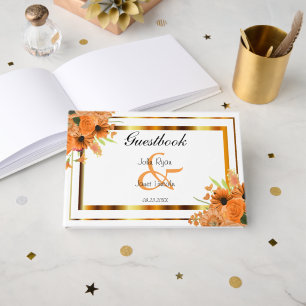 Pretty Orange Flowers on White - Guestbook