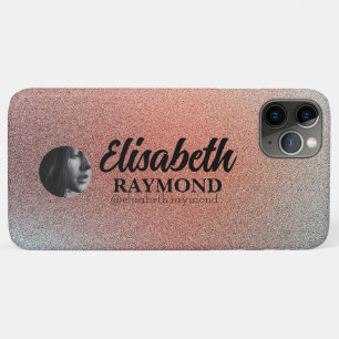 Pretty Orange Glitter Photo and Name  iPhone 11 Pro Max Case