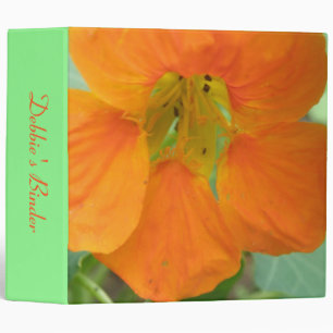 Pretty Orange Nasturtium Flower Custom Binder