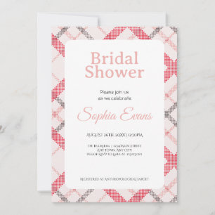 Pretty Orange Plaid Border White Bridal Shower Invitation