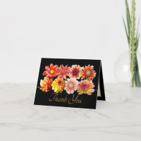 Pretty Orange/Red Dahlias Floral Bouquet Thank You