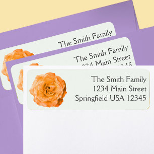 Pretty Orange Rose Floral Return Address