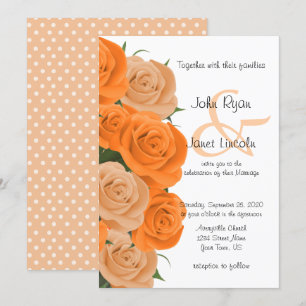 Pretty Orange Rose Flower Wedding Invitations