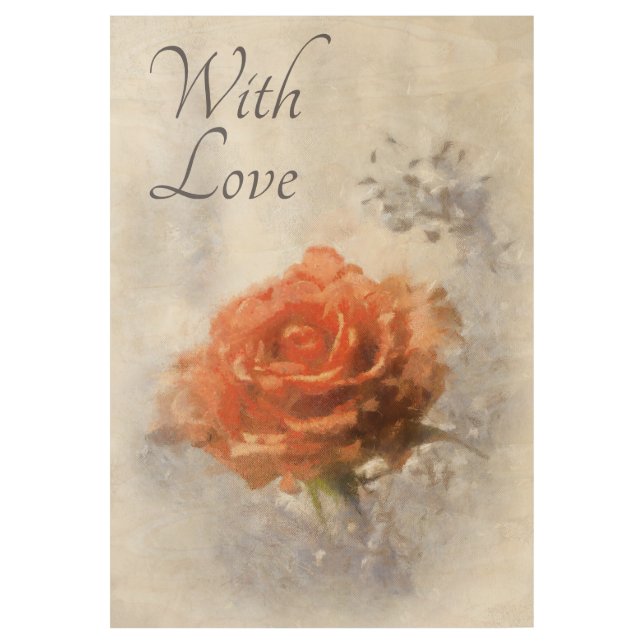 Pretty Orange Rose. Painting Imitation. Text. Wood Poster (Front)