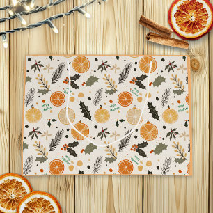 Pretty Orange Slices and Pine Christmas Large Gift Bag