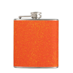 Pretty Orange Sparkly Mess Hip Flask