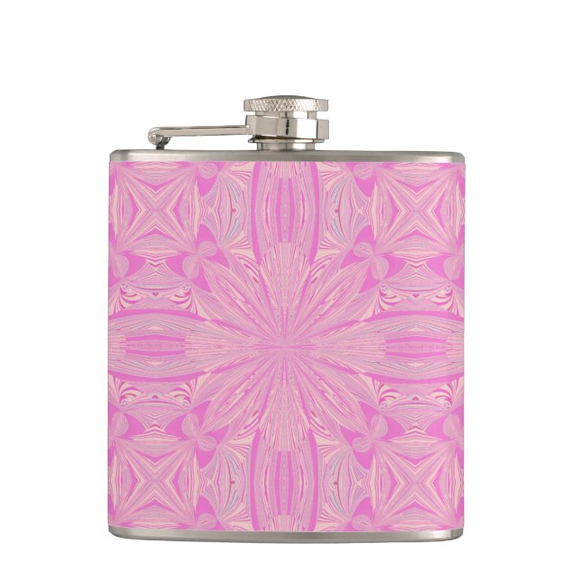 Pretty Orchid Purple Beautiful Abstract Flower Hip Flask (Front)