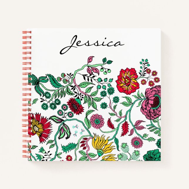 Pretty Ornate Flower Garden Art Personalised Notebook (Front)