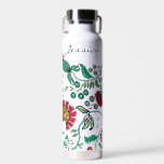 Pretty Ornate Flower Garden Art Personalised Water Bottle<br><div class="desc">Pretty ornate intricate flower design on summer water bottle with optional personalisation.</div>
