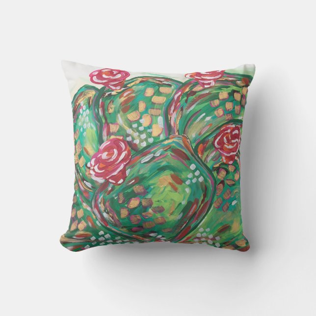 Pretty outdoor pillow/ cactus pillow/ southwest pillow (Front)