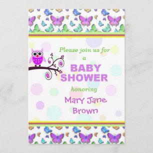 Pretty Owl Baby Shower Invitation