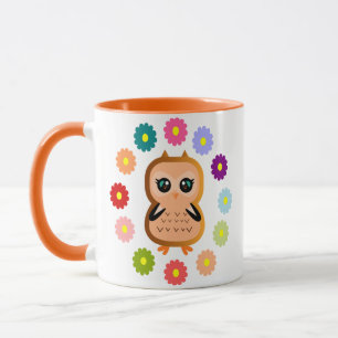 Pretty Owl Cute Kawaii Girly Cartoon Illustration Mug