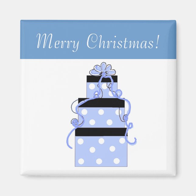 Pretty Packages with Blue and White Polka Dots Magnet (Front)