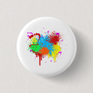Pretty Paint Splatter Painting Abstract Art Paint 1 Inch Round Button