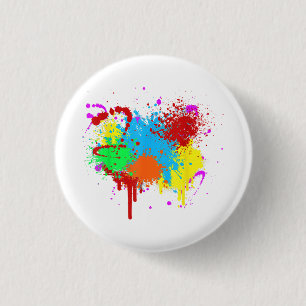 Pretty Paint Splatter Painting Abstract Art Paint 1 Inch Round Button