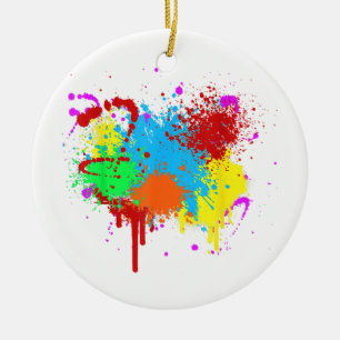 Pretty Paint Splatter Painting Abstract Art Paint Ceramic Ornament