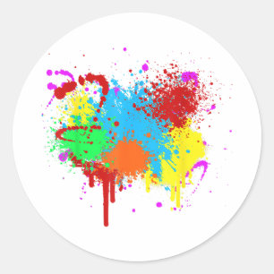 Pretty Paint Splatter Painting Abstract Art Paint  Classic Round Sticker