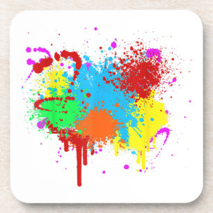 Pretty Paint Splatter Painting Abstract Art Paint  Coaster