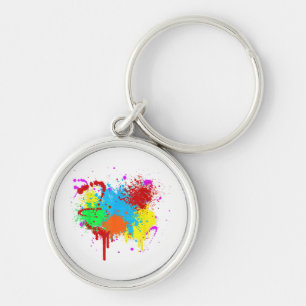 Pretty Paint Splatter Painting Abstract Art Paint Keychain
