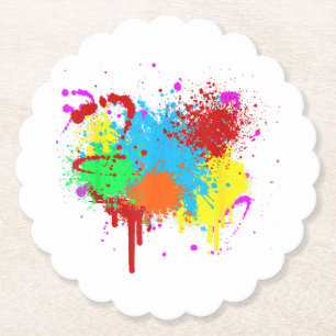 Pretty Paint Splatter Painting Abstract Art Paint  Paper Coaster