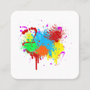 Pretty Paint Splatter Painting Abstract Art Paint Square Business Card