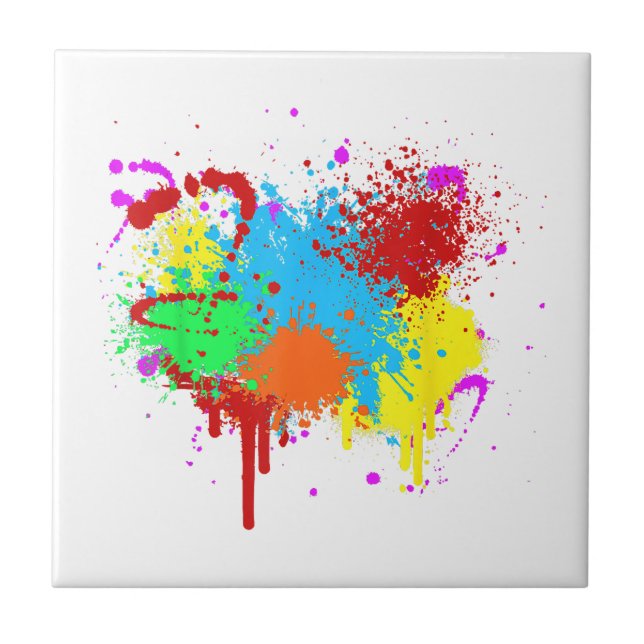 Pretty Paint Splatter Painting Abstract Art Paint  Tile (Front)