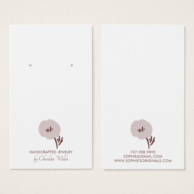 Pretty Painted Flower Earring Display Card (Front & Back)