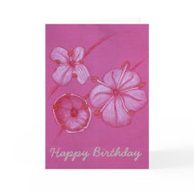 Pretty Painted Flowers Birthday Card