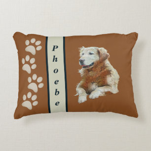 Pretty Painted Golden Retriever Accent Pillow