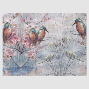 Pretty Painted Kingfishers and Flowers  Tissue Paper