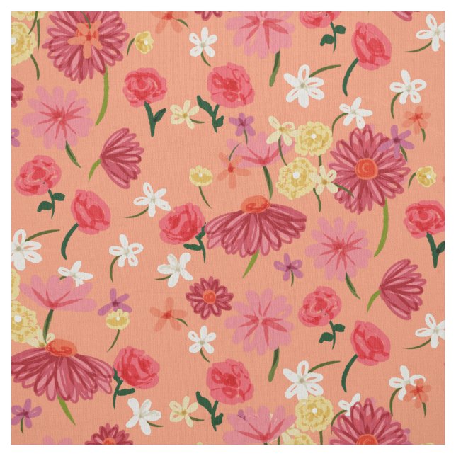 Pretty Painted Petite Flowers Fabric (Swatch)